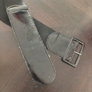 Black Patent Leather 3 Inch Wide Stretch Belt